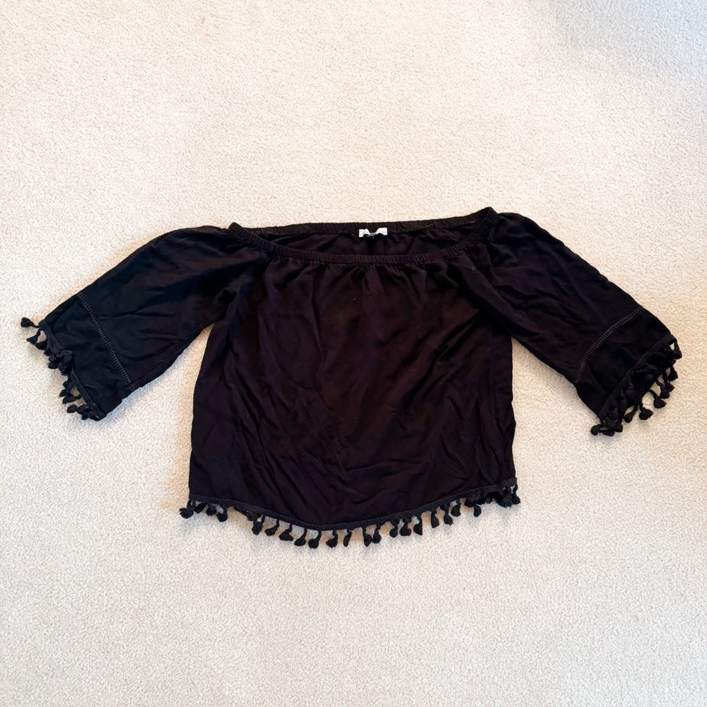 Off the shoulder black blouse